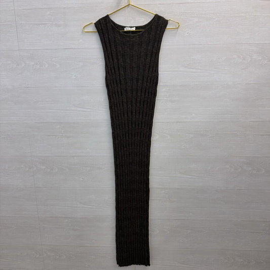 Dark Green Wide-Rib Sleeveless Midi Dress Large