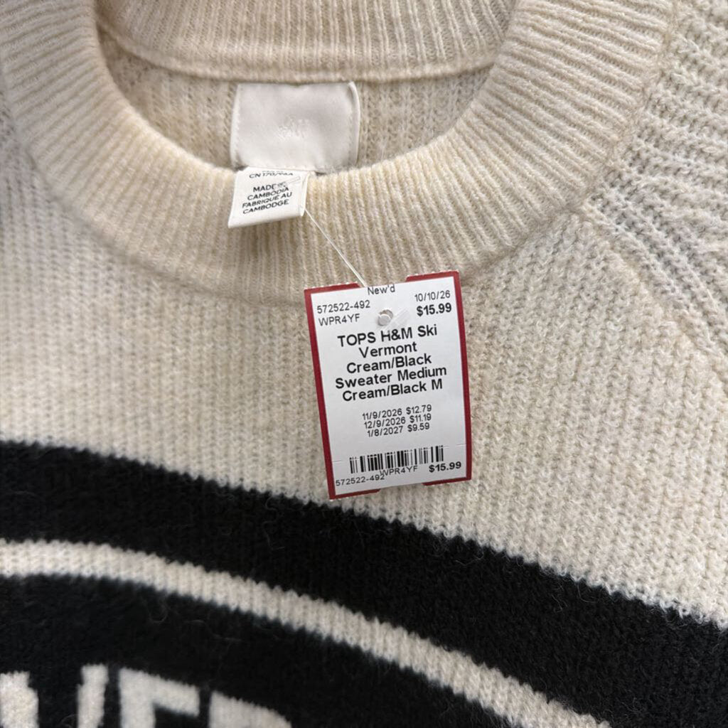 Ski Vermont Cream/Black Sweater Medium