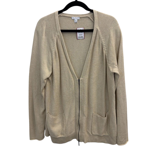 J. Jill Beige Textured Zippered Sweater Large