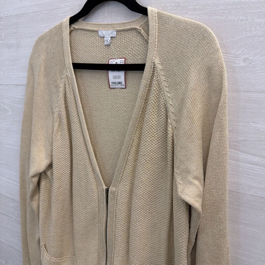 J. Jill Beige Textured Zippered Sweater Large