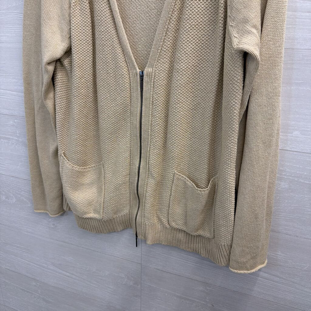 J. Jill Beige Textured Zippered Sweater Large