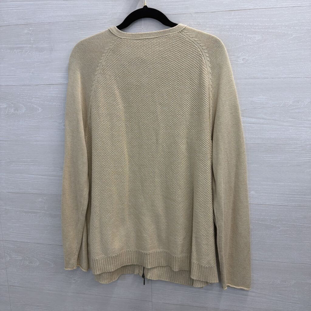 J. Jill Beige Textured Zippered Sweater Large