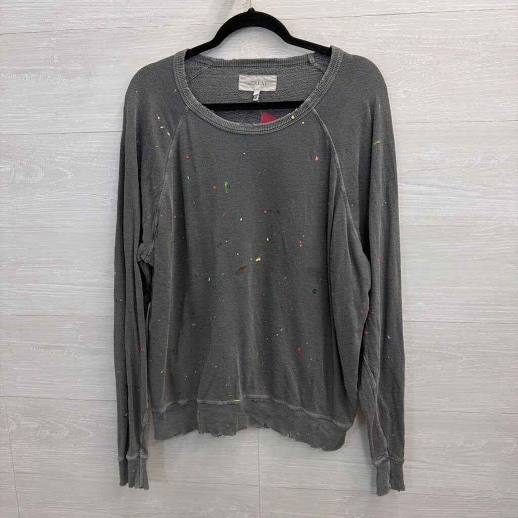 The Great Gray Paint-Splattered Crewneck Sweatshirt 1