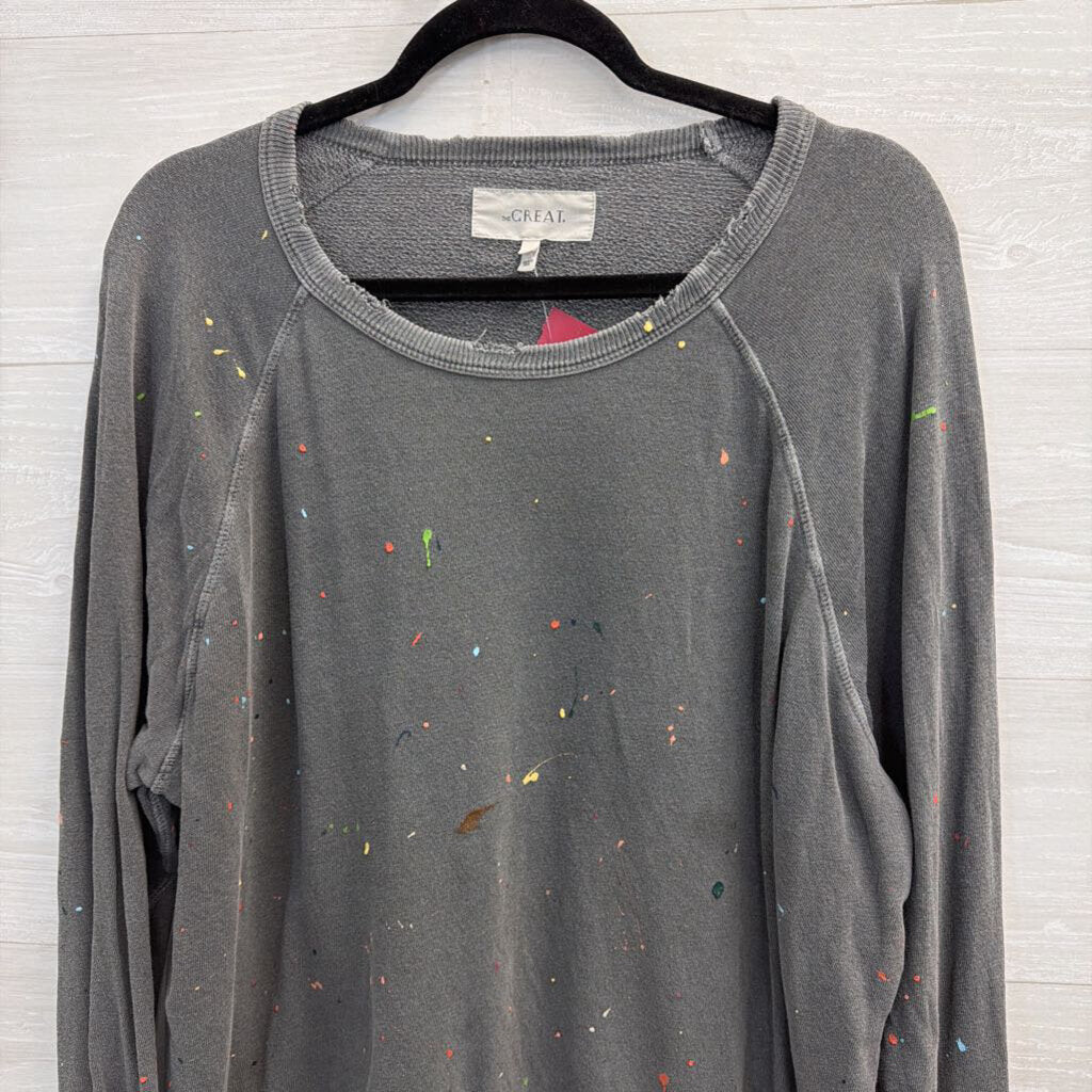 The Great Gray Paint-Splattered Crewneck Sweatshirt 1