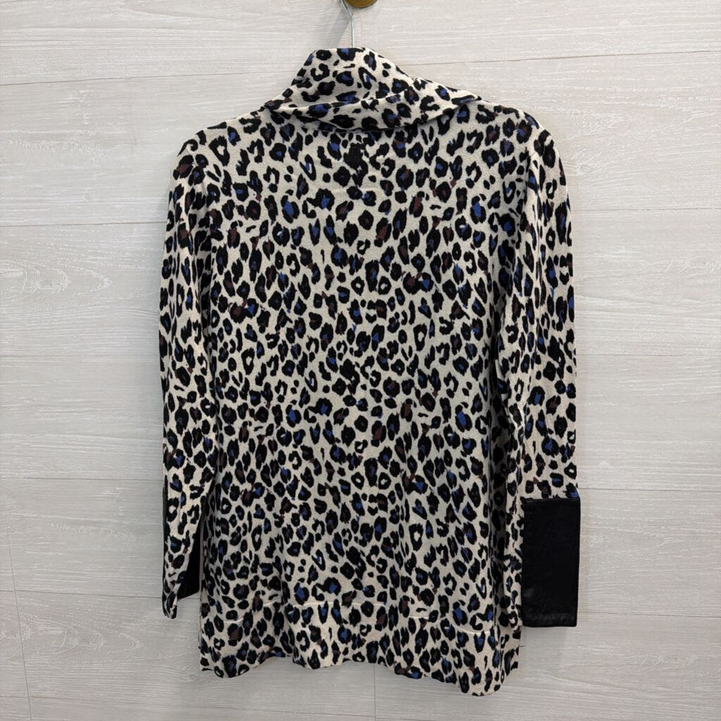 Tyler Boe Multicolor Leopard Cowl-Neck Top Large