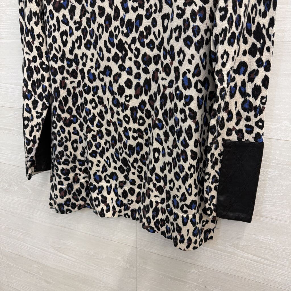 Tyler Boe Multicolor Leopard Cowl-Neck Top Large