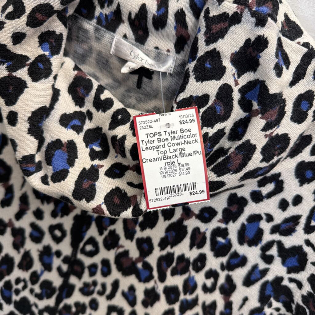 Tyler Boe Multicolor Leopard Cowl-Neck Top Large