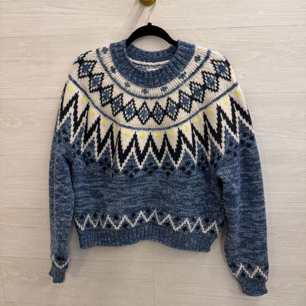 Fair Isle Blue/Cream Sweater Medium