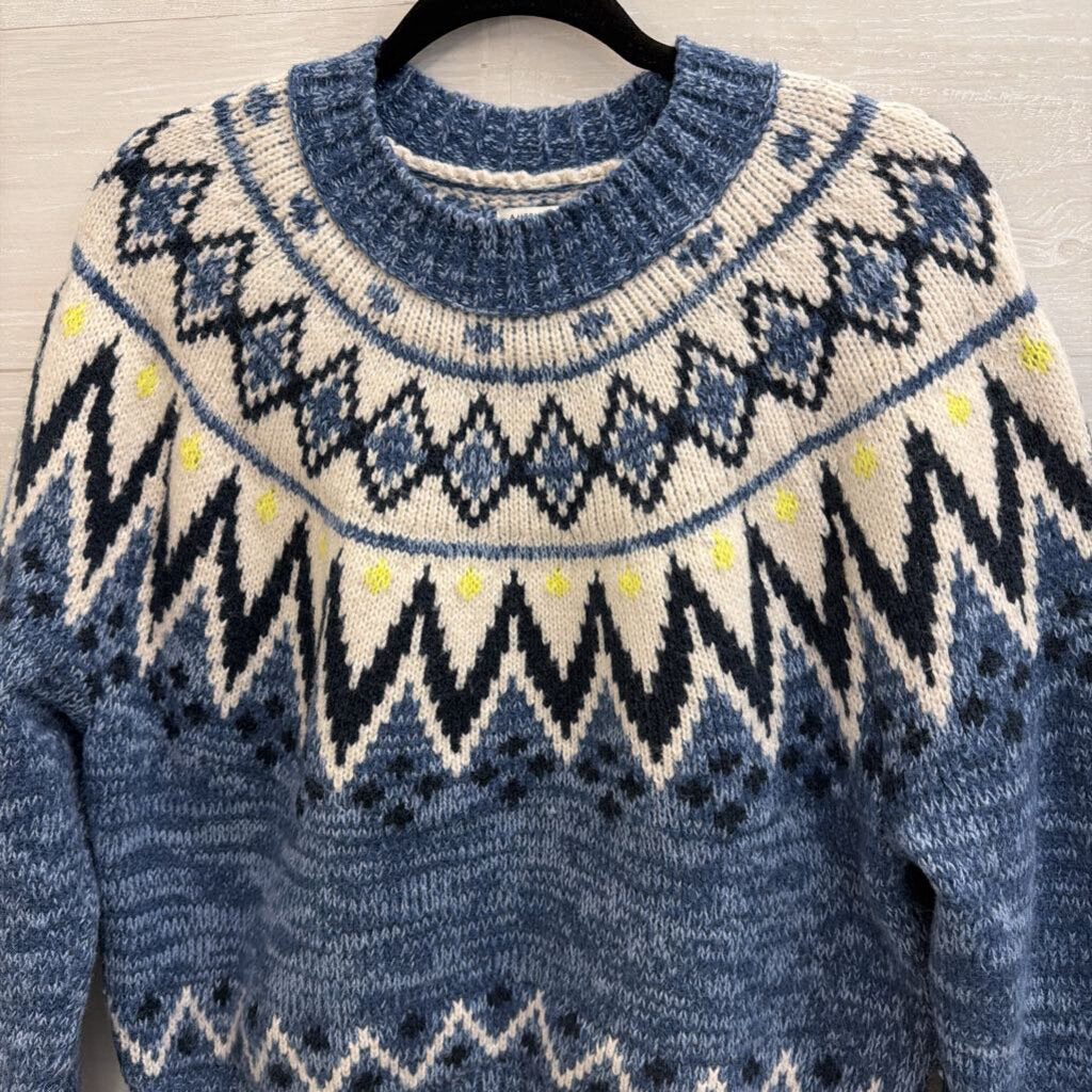 Fair Isle Blue/Cream Sweater Medium