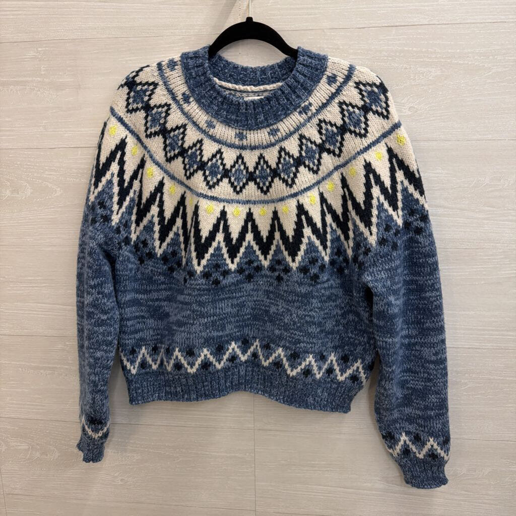 Fair Isle Blue/Cream Sweater Medium