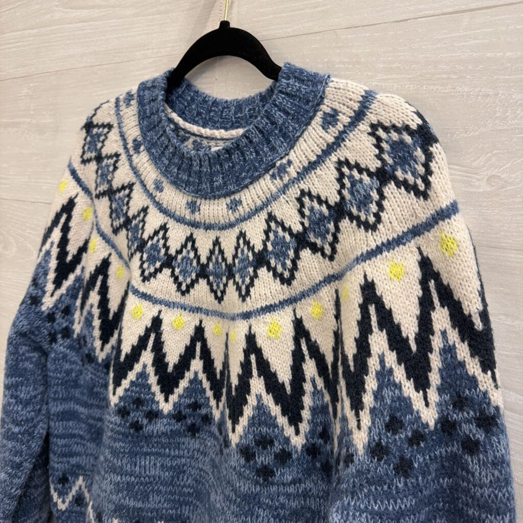 Fair Isle Blue/Cream Sweater Medium