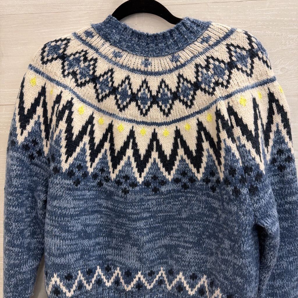 Fair Isle Blue/Cream Sweater Medium