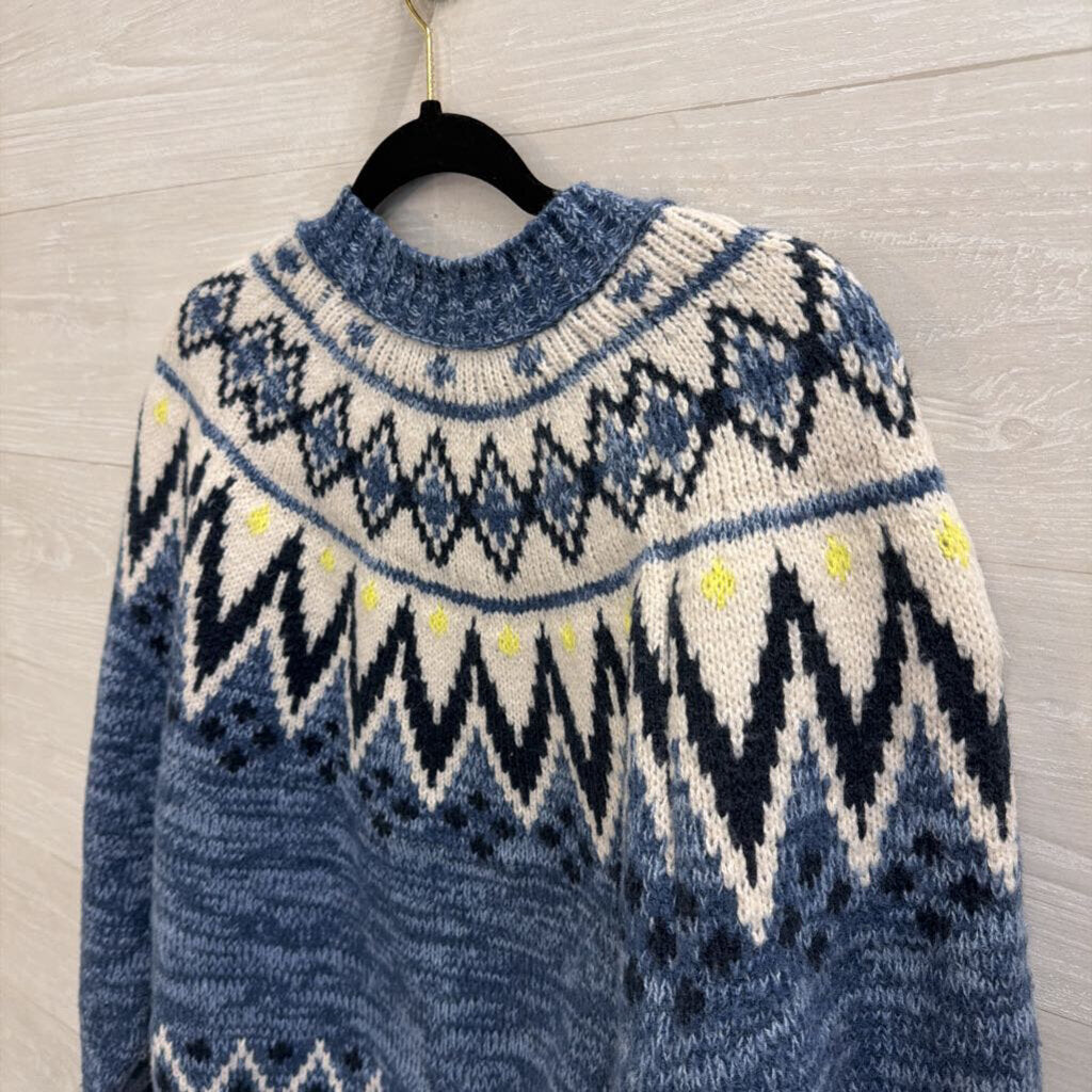 Fair Isle Blue/Cream Sweater Medium