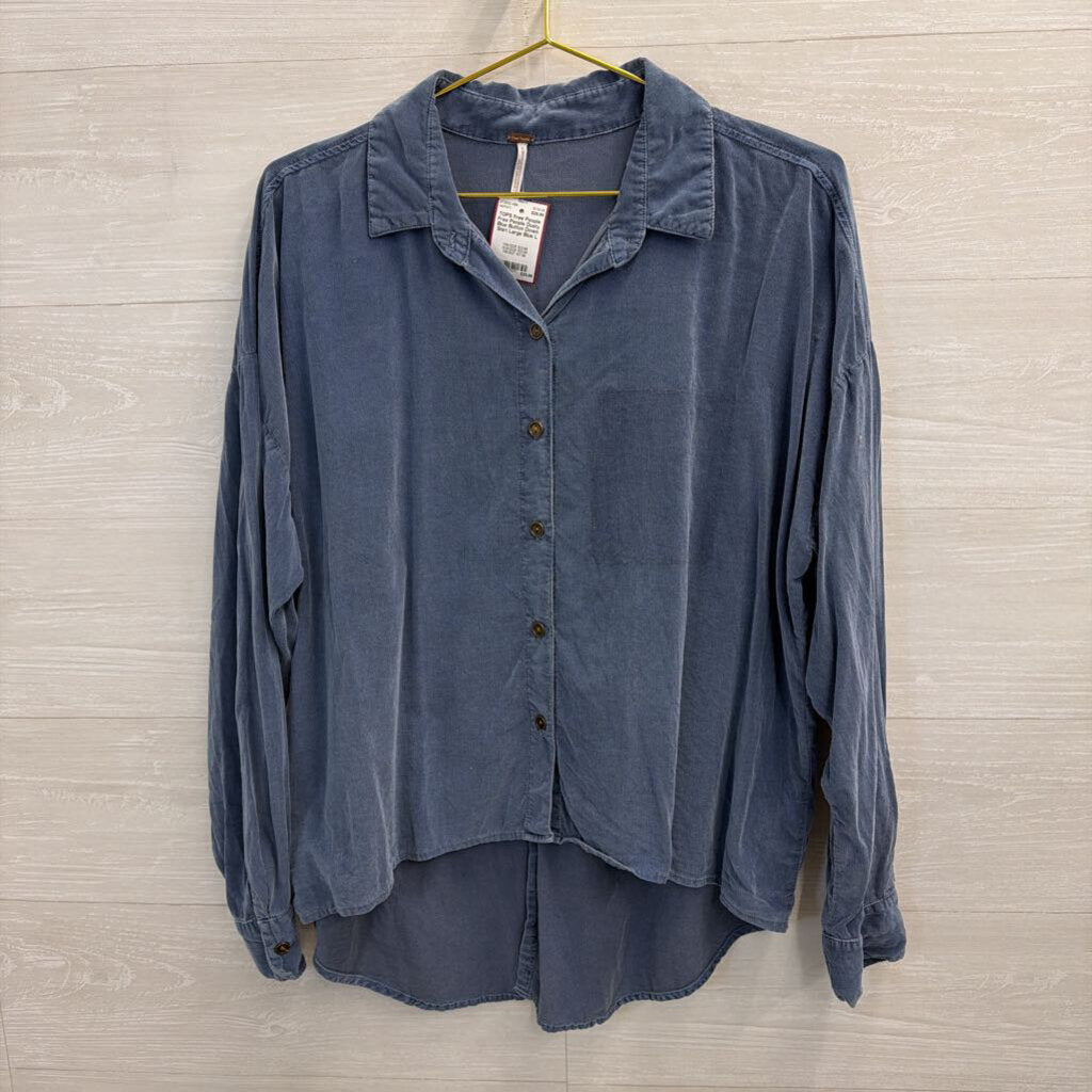 Free People Dusty Blue Button Down Shirt Large