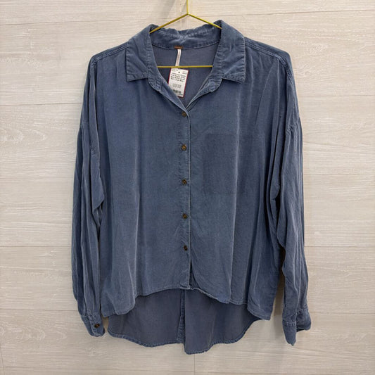 Free People Dusty Blue Button Down Shirt Large