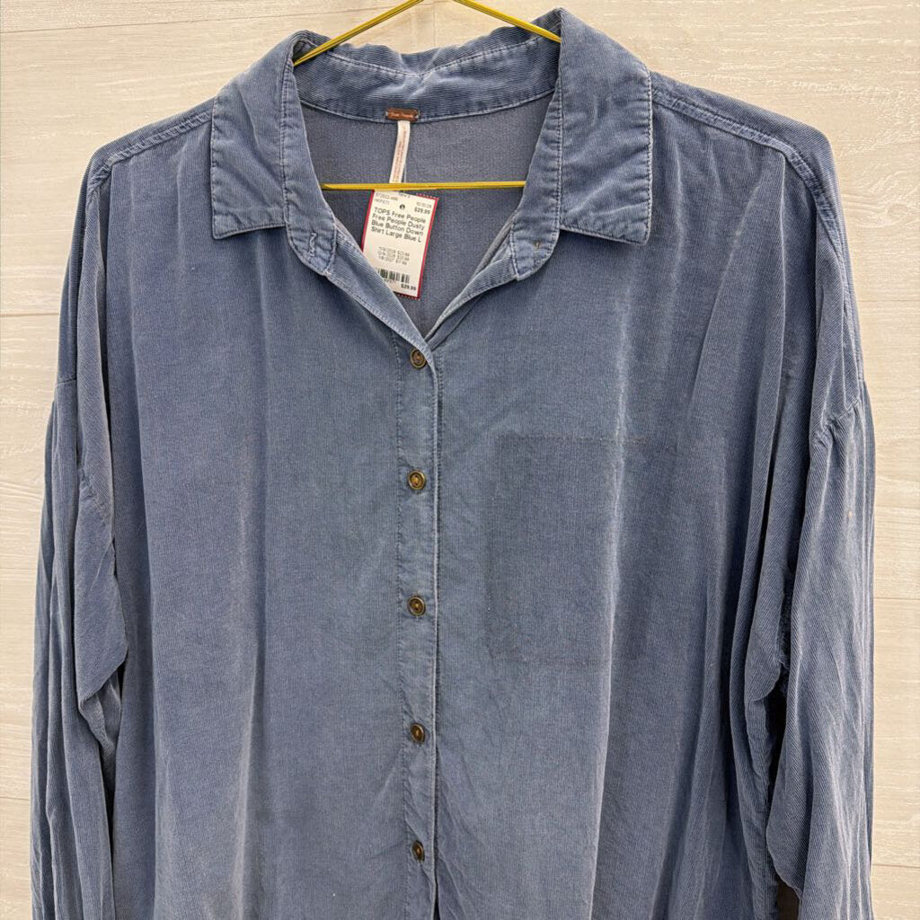 Free People Dusty Blue Button Down Shirt Large