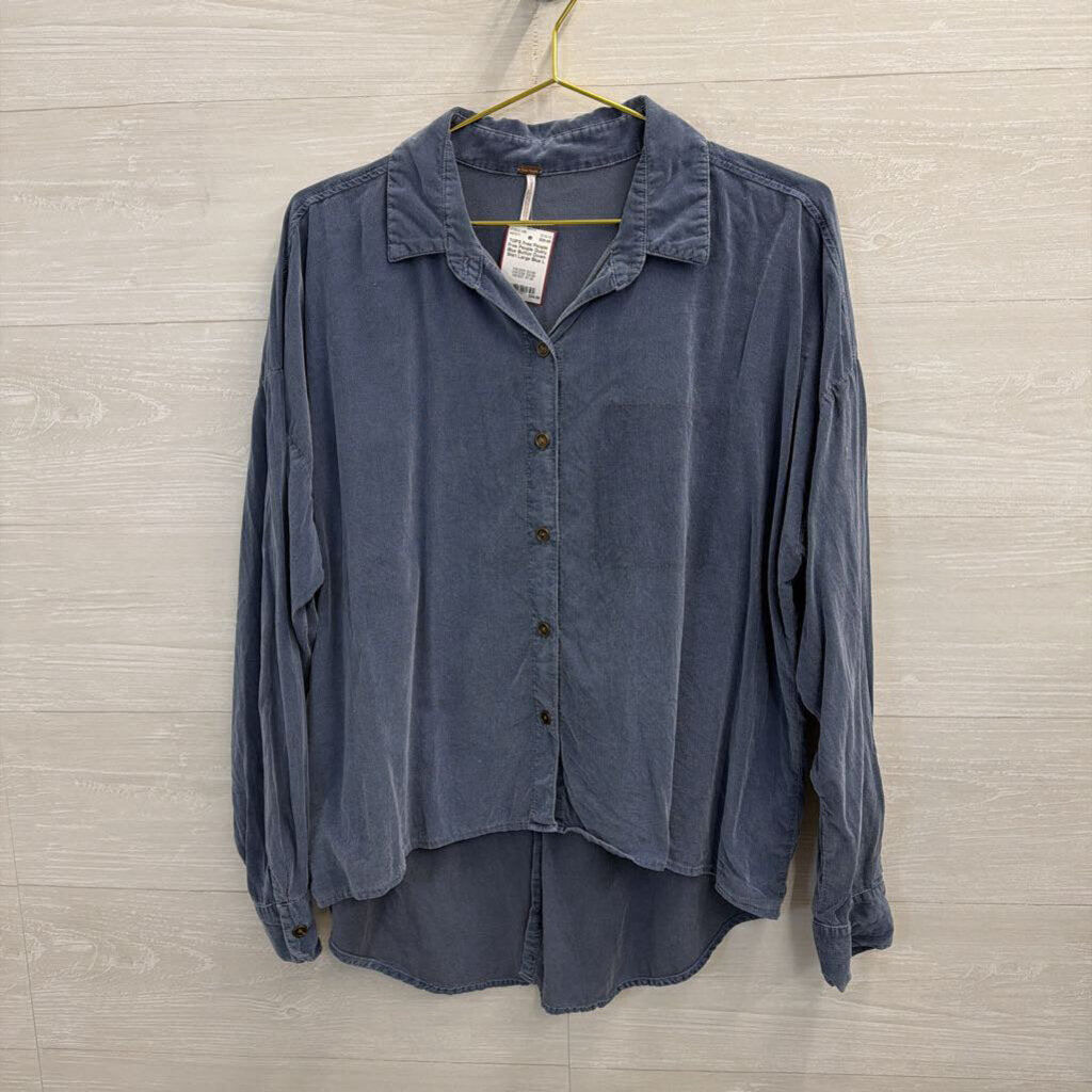 Free People Dusty Blue Button Down Shirt Large