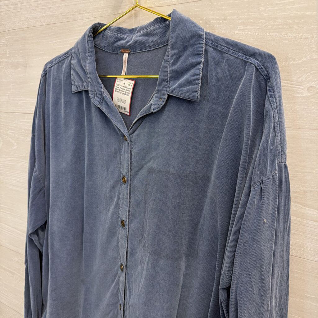 Free People Dusty Blue Button Down Shirt Large
