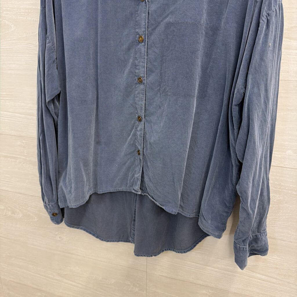Free People Dusty Blue Button Down Shirt Large