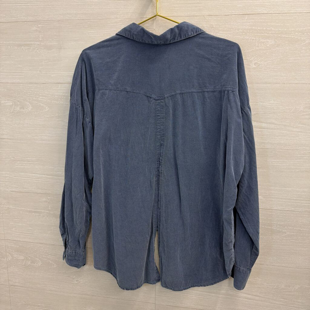 Free People Dusty Blue Button Down Shirt Large