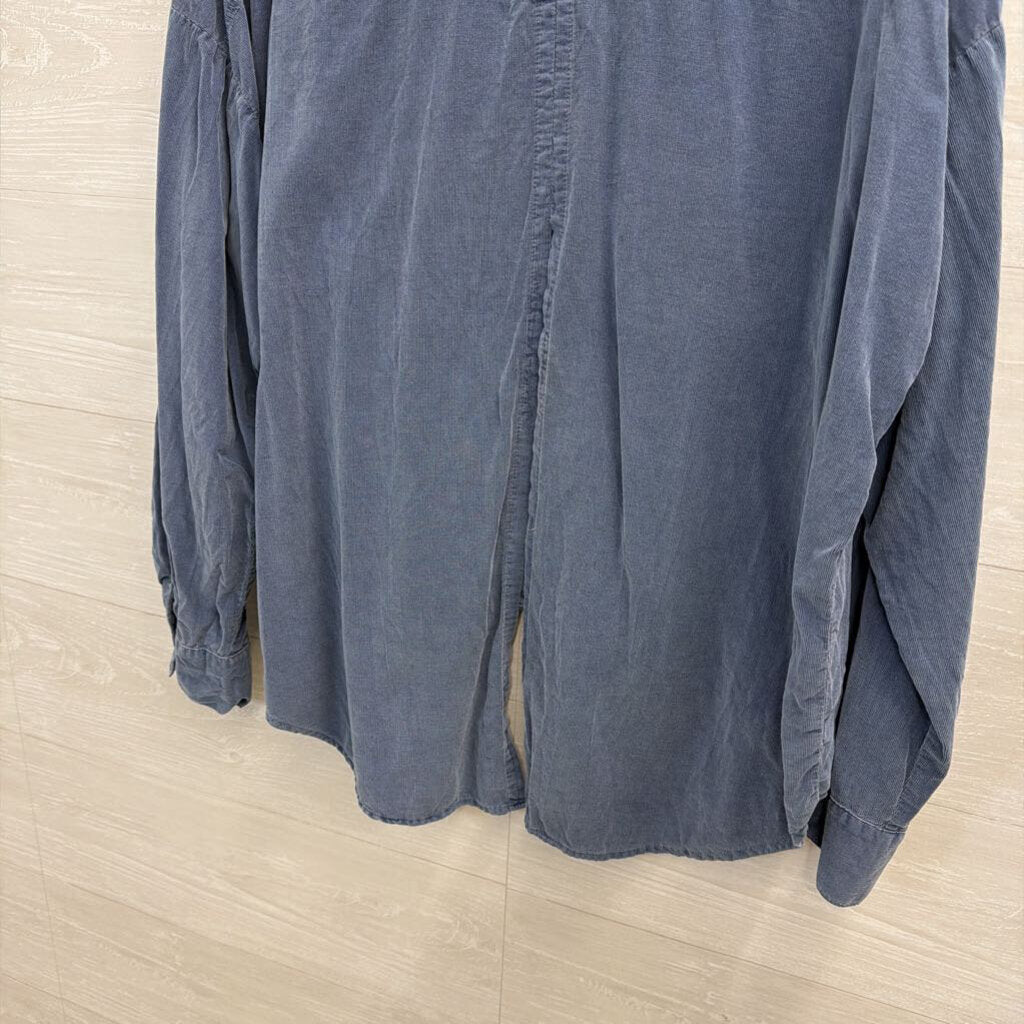 Free People Dusty Blue Button Down Shirt Large