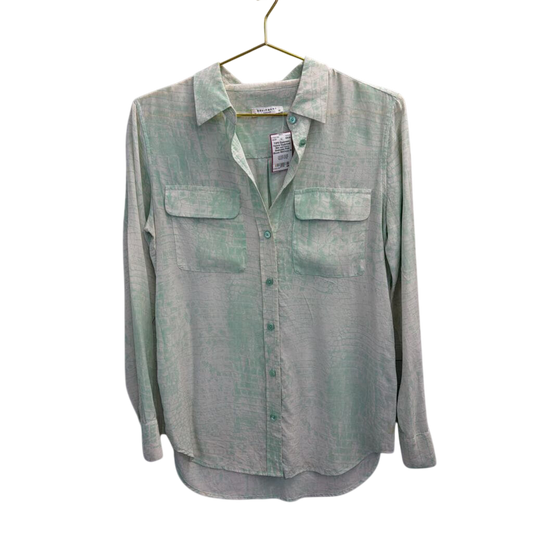 Equipment Mint and Ivory Snakeskin Print Blouse