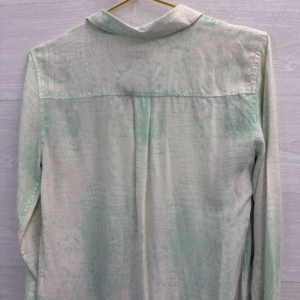 Equipment Mint and Ivory Snakeskin Print Blouse