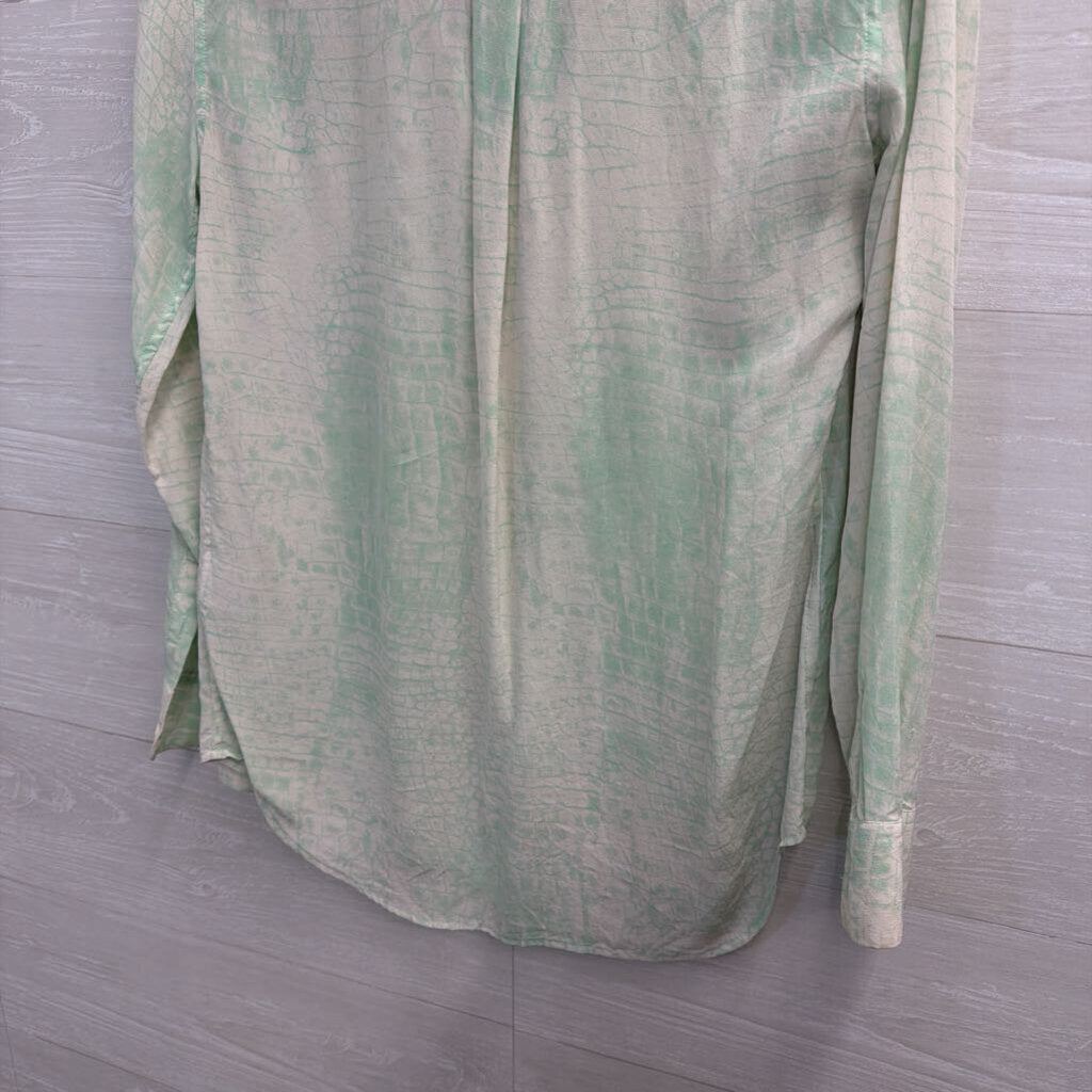 Equipment Mint and Ivory Snakeskin Print Blouse