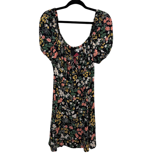 Reformation Black Floral Puff Sleeve Mini Dress 10