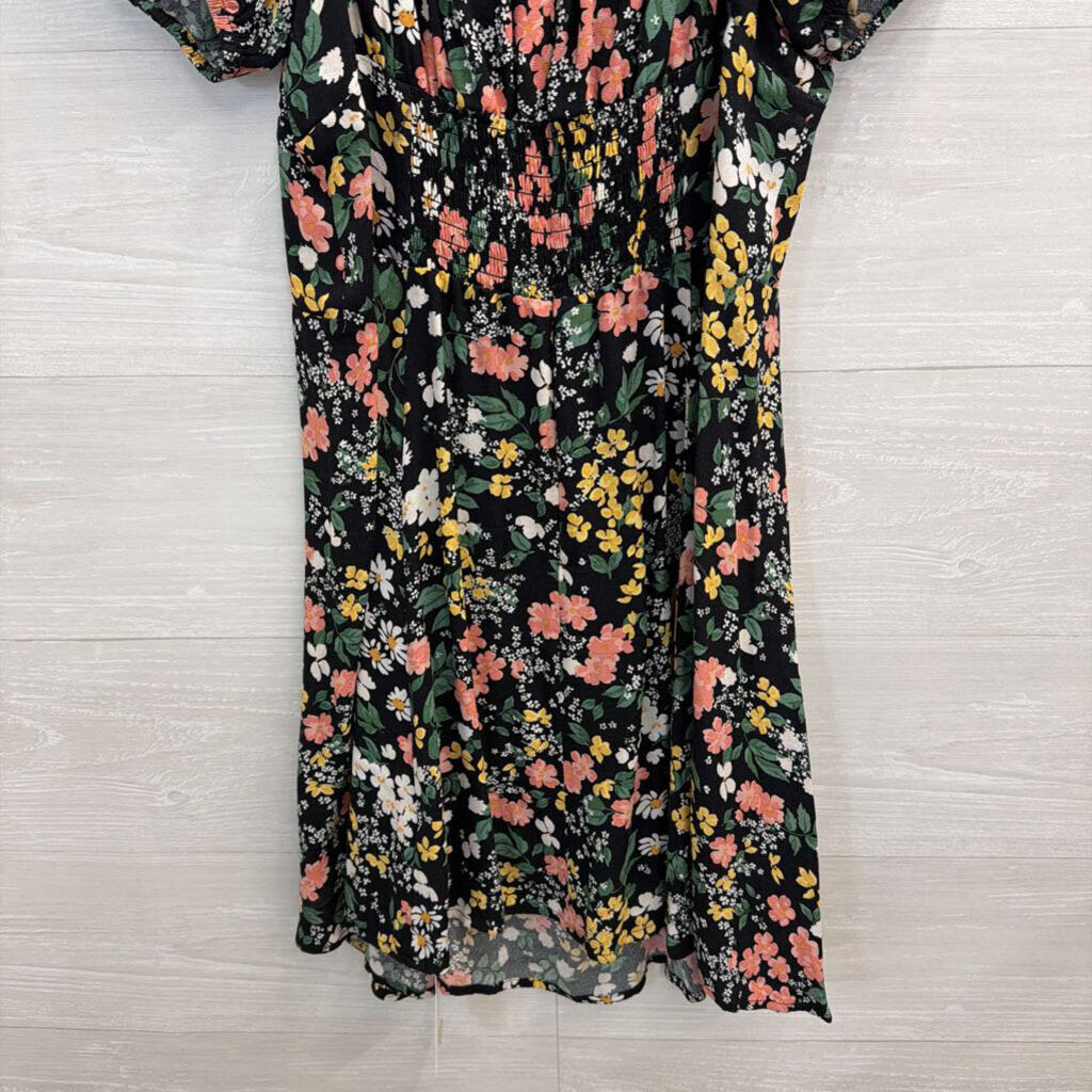 Reformation Black Floral Puff Sleeve Mini Dress 10
