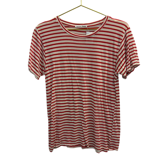 Reformation Jeans Red and Cream Striped Scoop Neck Tee Large