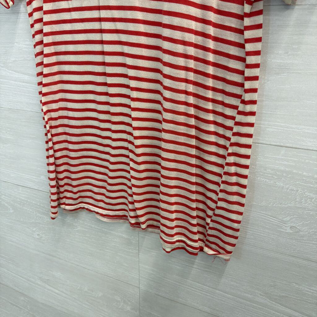 Reformation Jeans Red and Cream Striped Scoop Neck Tee Large