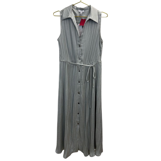 Current Air Silver Sage Pleated Midi Shirt Dress Medium