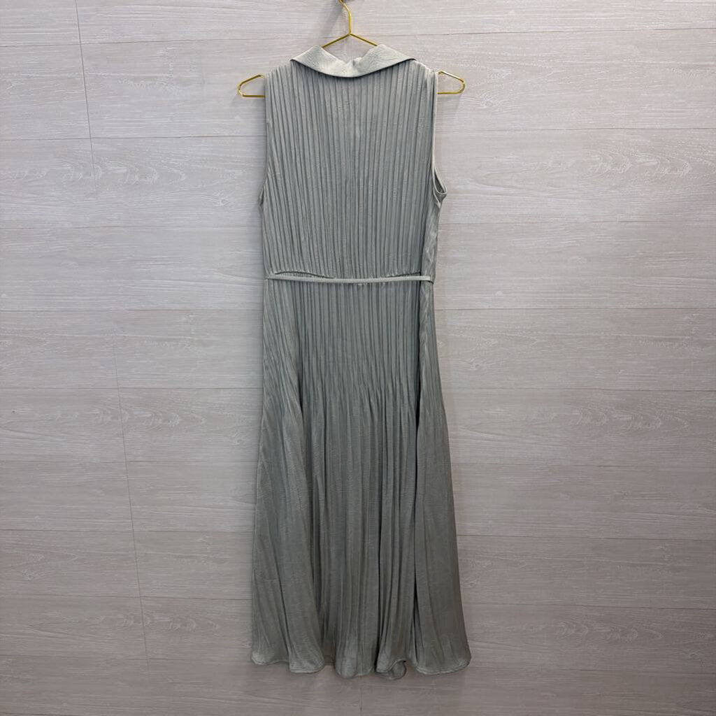 Current Air Silver Sage Pleated Midi Shirt Dress Medium