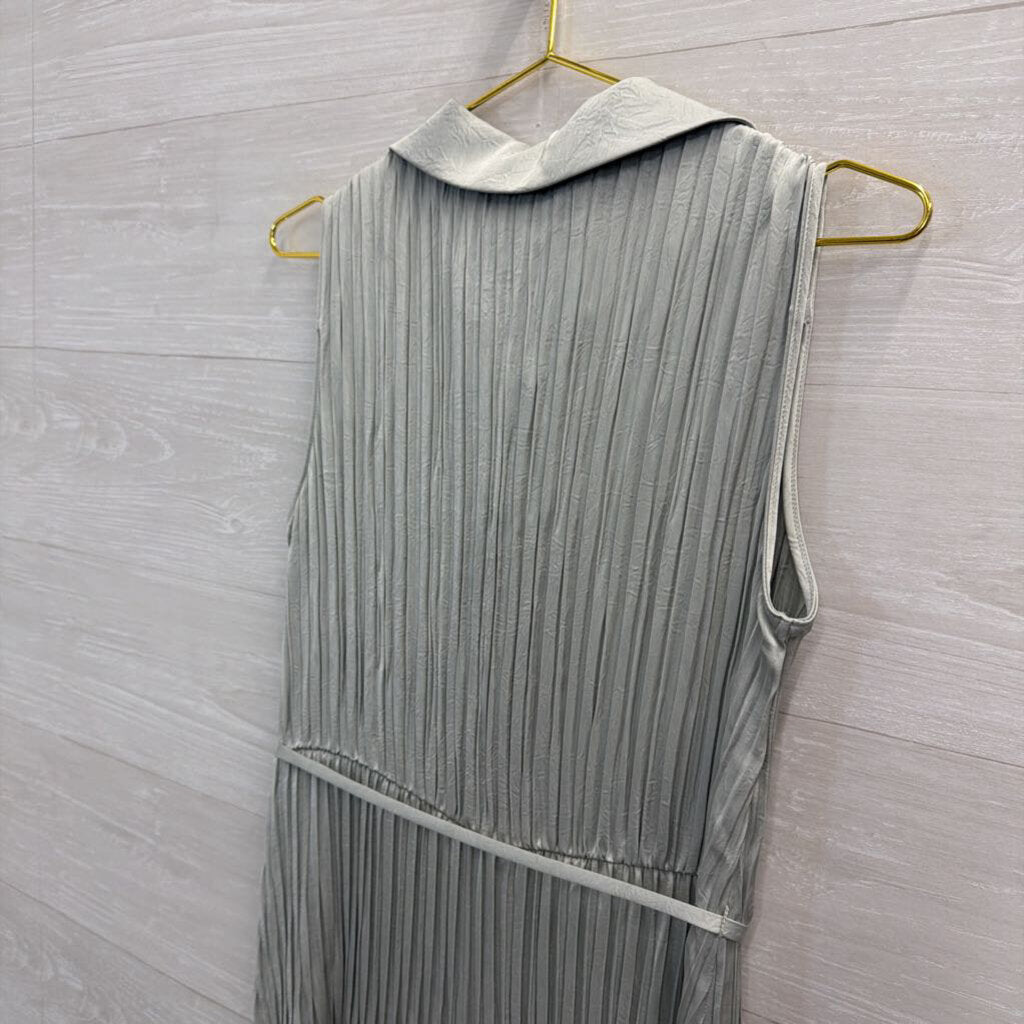 Current Air Silver Sage Pleated Midi Shirt Dress Medium
