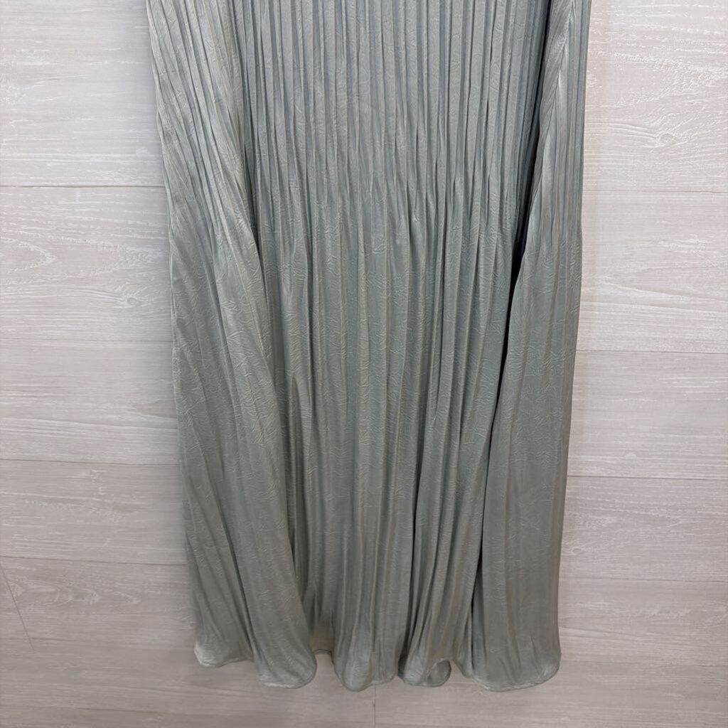 Current Air Silver Sage Pleated Midi Shirt Dress Medium