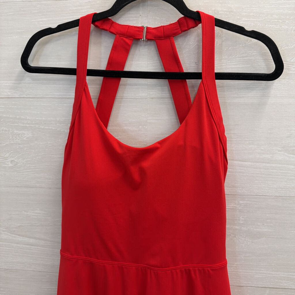 Red Scoop Neck Athletic Dress Large