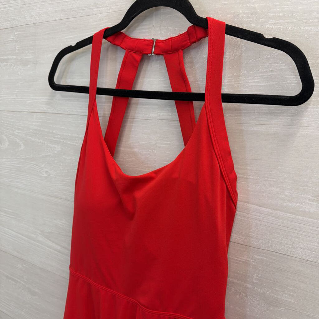 Red Scoop Neck Athletic Dress Large