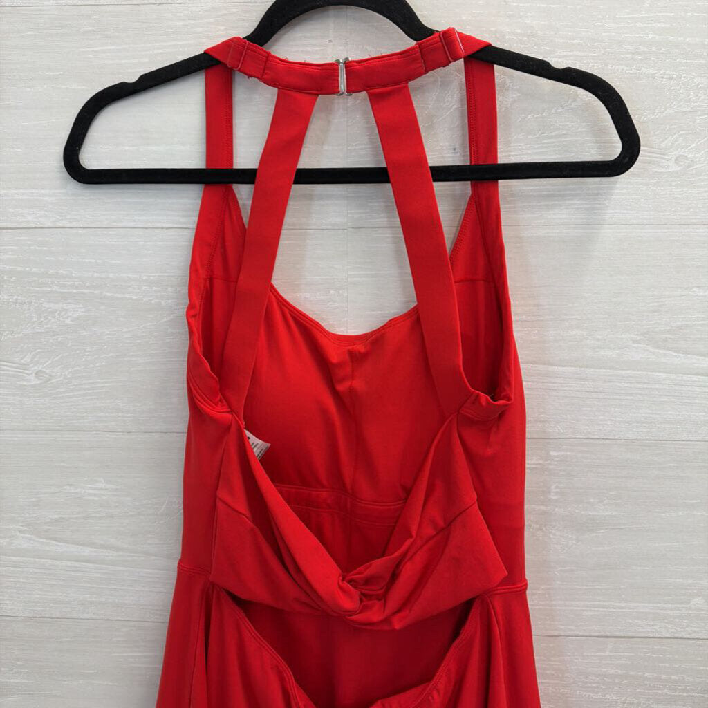 Red Scoop Neck Athletic Dress Large