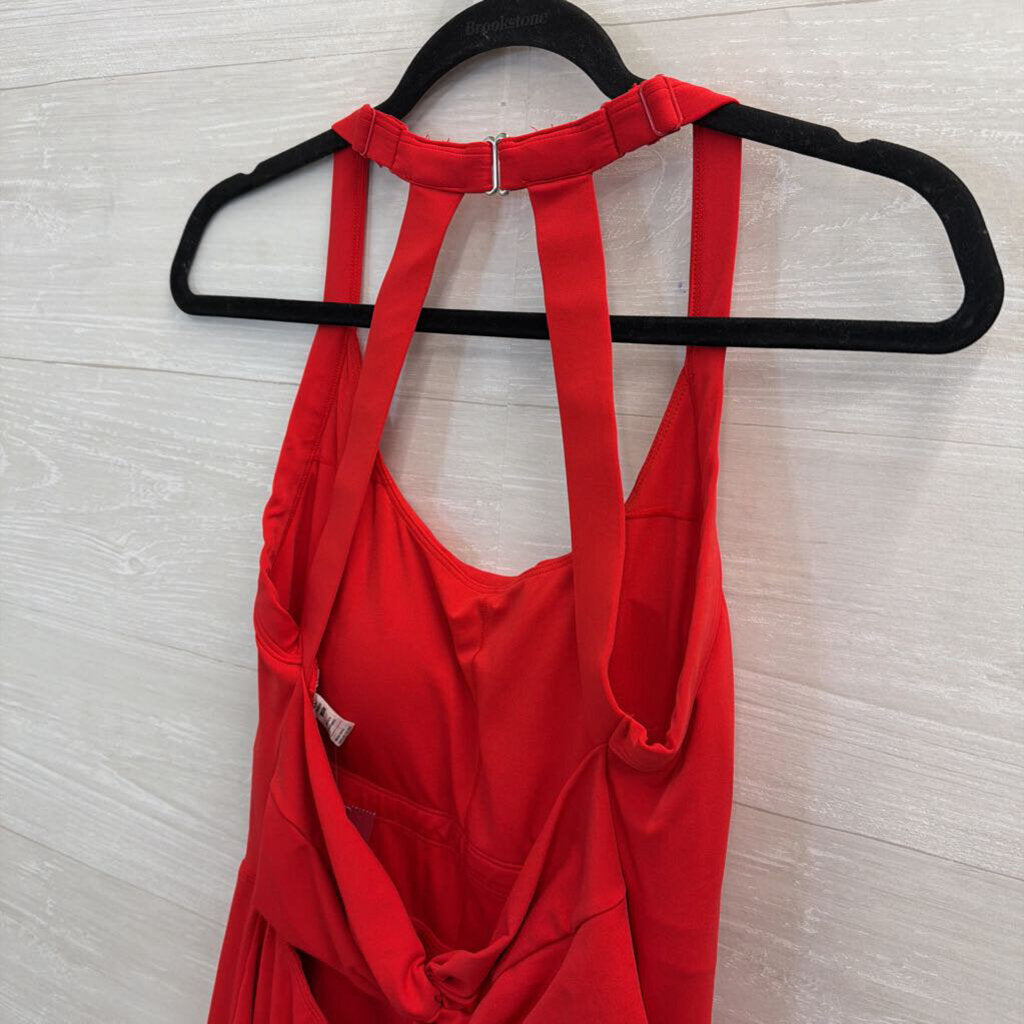 Red Scoop Neck Athletic Dress Large