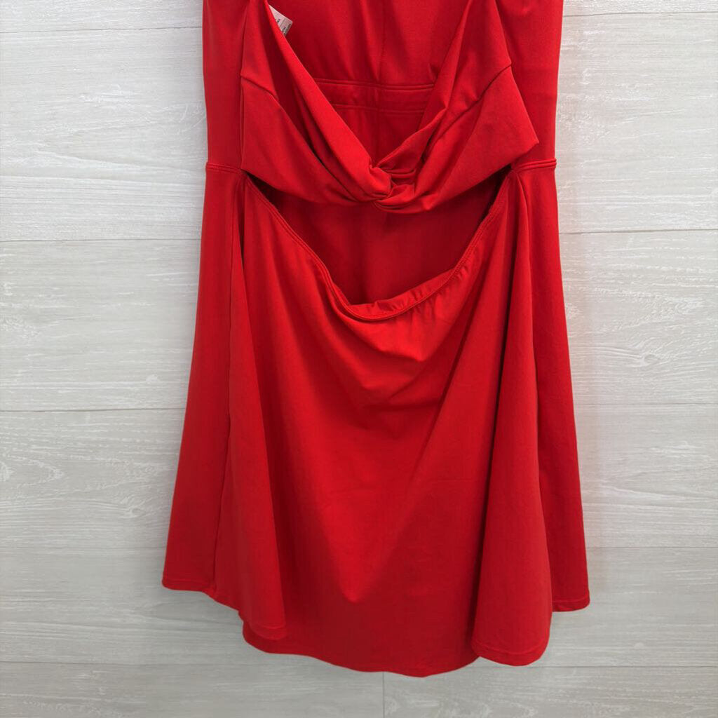 Red Scoop Neck Athletic Dress Large