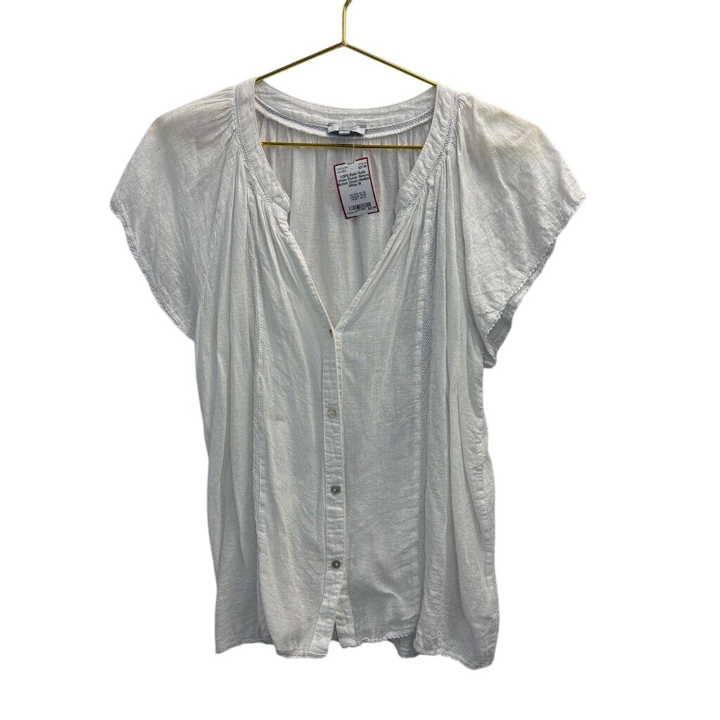 Rails White Flutter Sleeve Button Down Medium