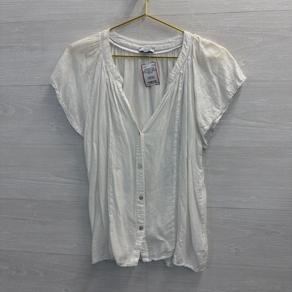 Rails White Flutter Sleeve Button Down Medium