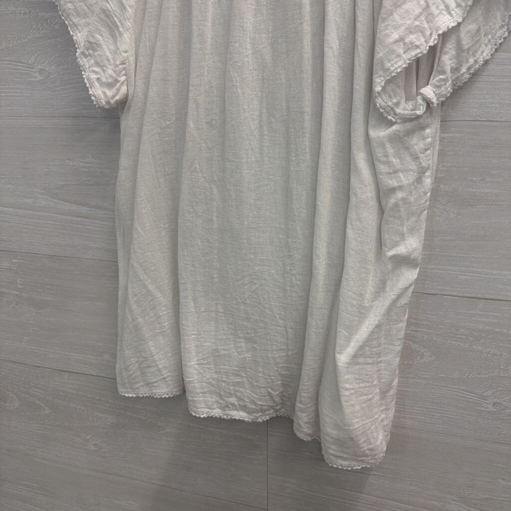 Rails White Flutter Sleeve Button Down Medium