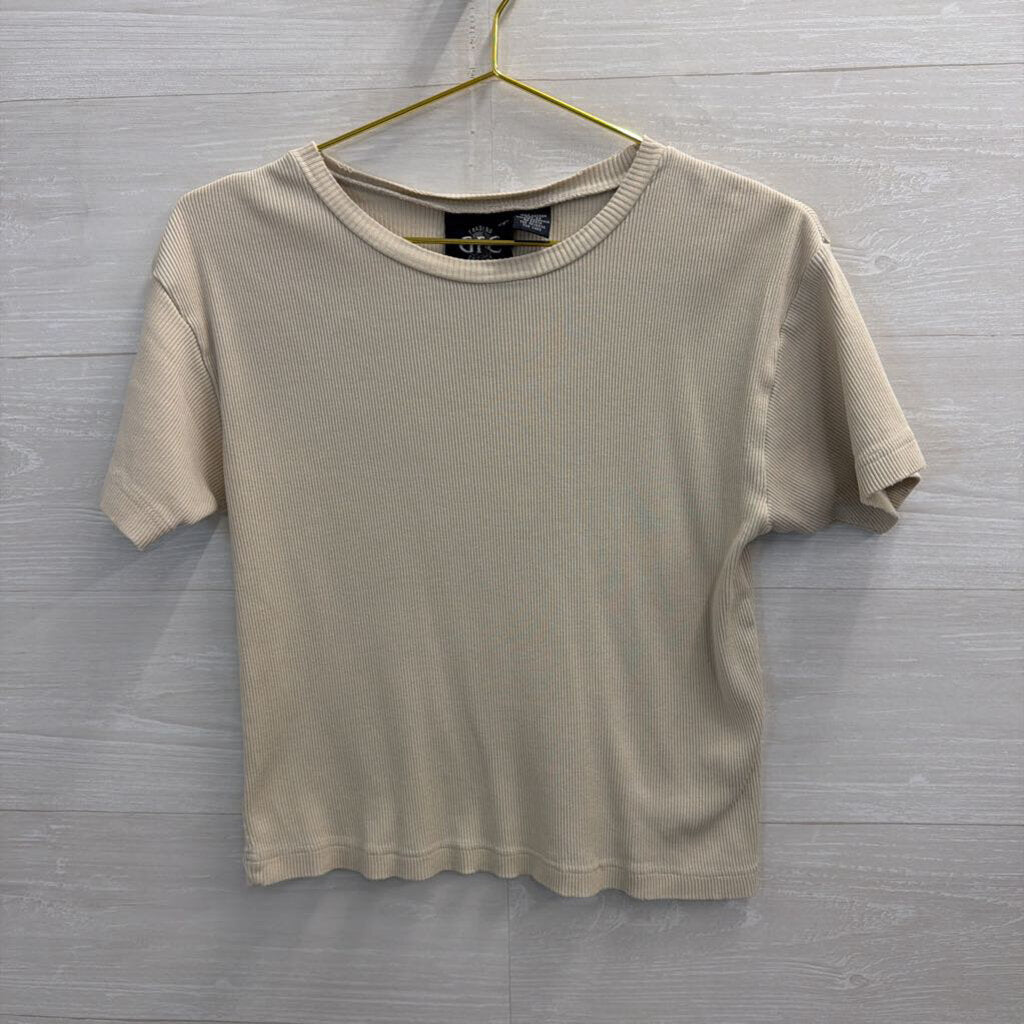 GFC Vintage Beige Ribbed 100% Cotton Boxy Tee Medium