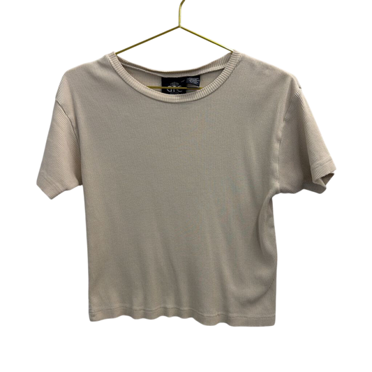 GFC Vintage Beige Ribbed 100% Cotton Boxy Tee Medium