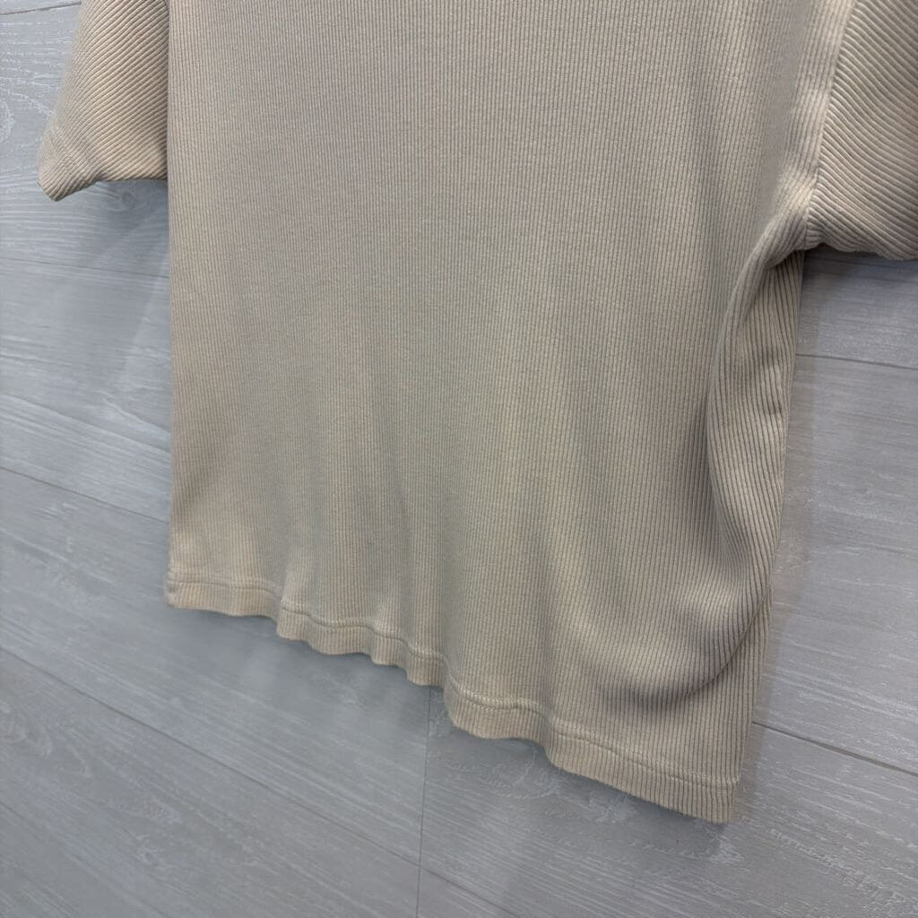 GFC Vintage Beige Ribbed 100% Cotton Boxy Tee Medium