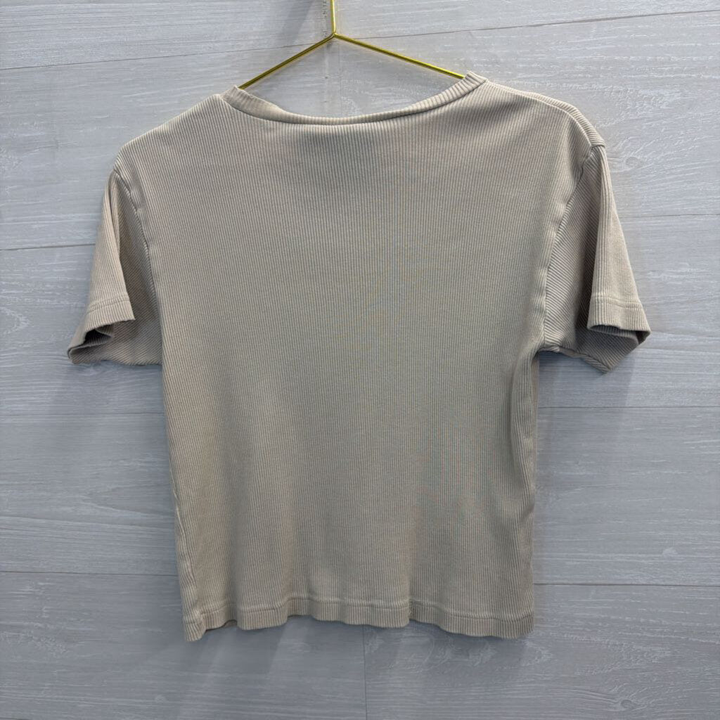 GFC Vintage Beige Ribbed 100% Cotton Boxy Tee Medium
