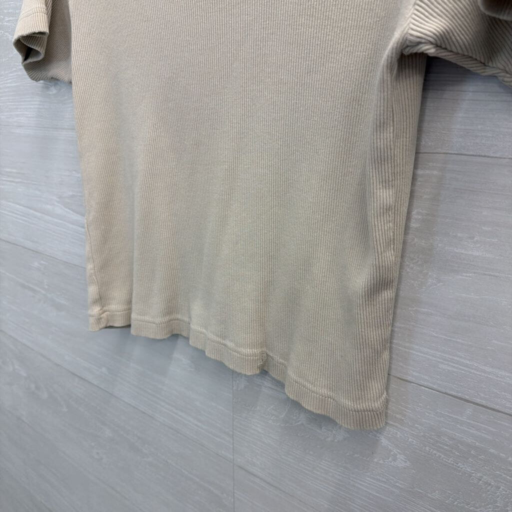 GFC Vintage Beige Ribbed 100% Cotton Boxy Tee Medium