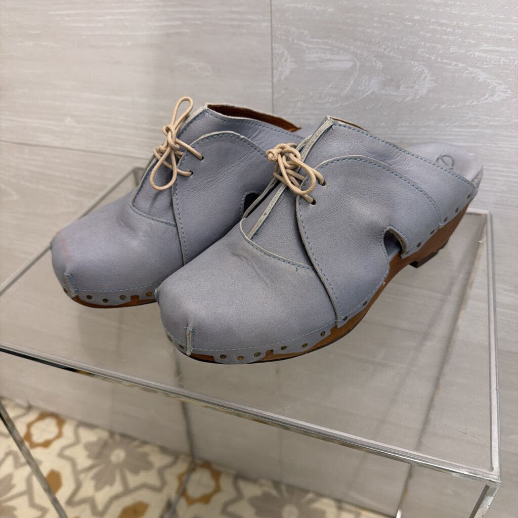 Sergio Tomani Light Blue Lace Up Clogs 40